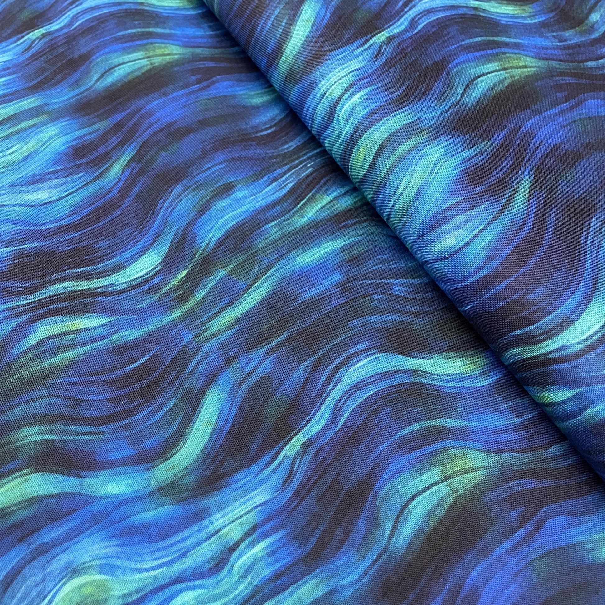 Wave Fabric - V5263-17-Cobalt - Tides of Color - Hoffman - 100% Cotton - Ocean theme Sea Life Tropical Vacation Scuba Diving Swimming