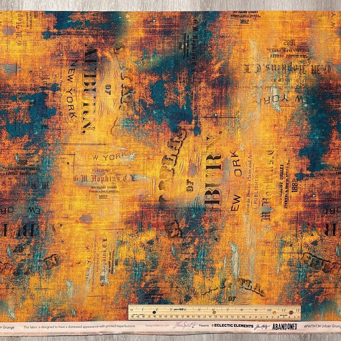 Tim Holtz Urban Grunge - Patina - 100% Cotton Fabric - FreeSpirit - Eclectic Elements - Abandoned Collection