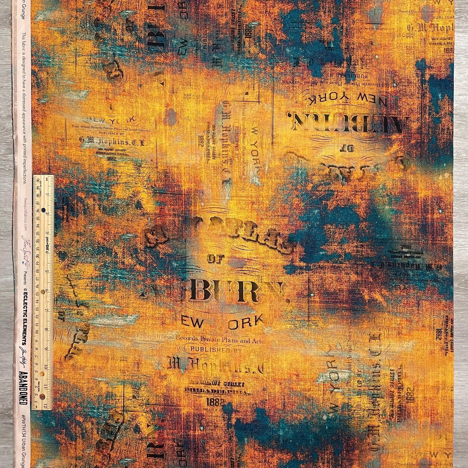 Tim Holtz Urban Grunge - Patina - 100% Cotton Fabric - FreeSpirit - Eclectic Elements - Abandoned Collection