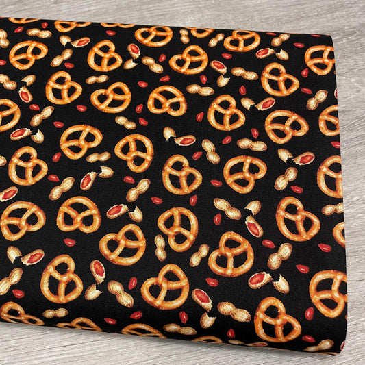 Snack Fabric - Pretzels and Peanuts - Game Night