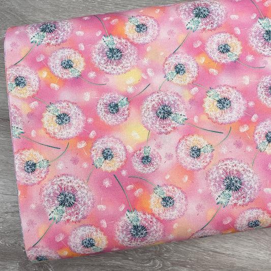 Dandelion Fabric - Pink - 100% Cotton - Timeless Treasures - Fanciful Fronds Collection