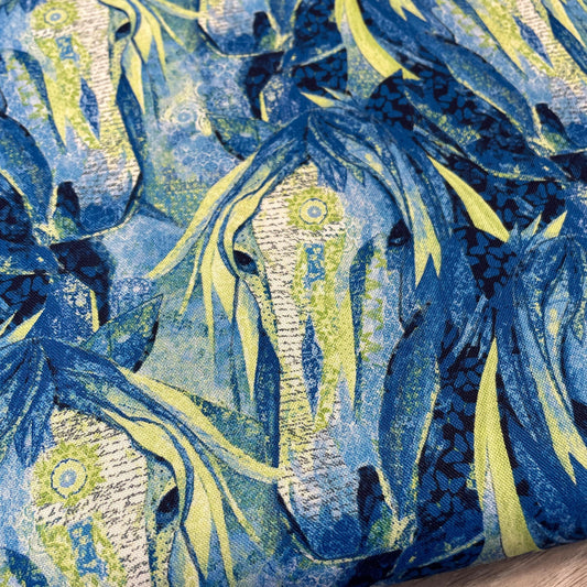 Horse Fabric - Navy LARGE Horse Heads Allover - Dream Horses - Studio E - 100% Cotton