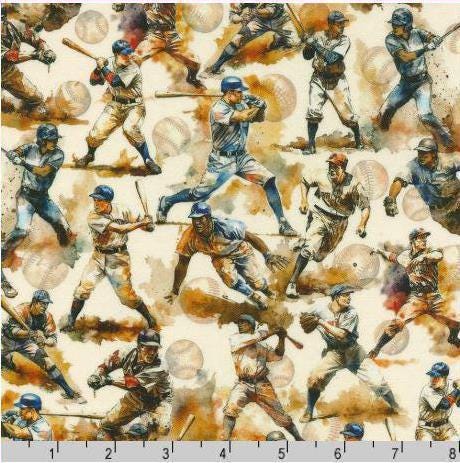 Baseball fabric - 100% Cotton - Robert Kaufman - Game Day Vintage - Players