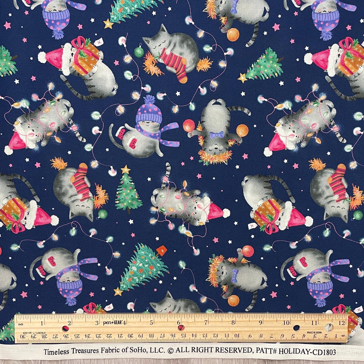 Christmas Cat Fabric - Holiday Cats