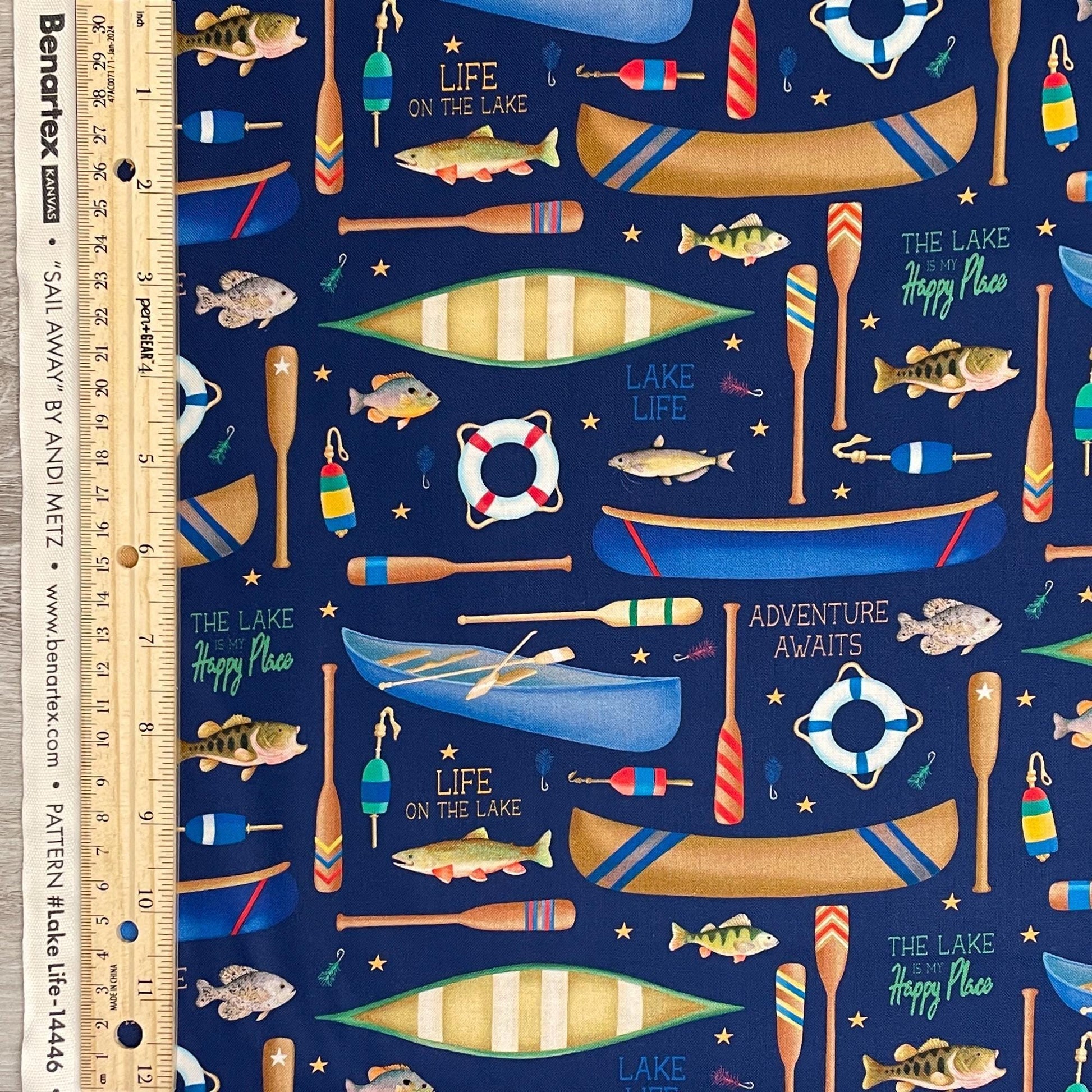 Lake Fabric - Benartex - 100% Cotton - Lake Life Navy