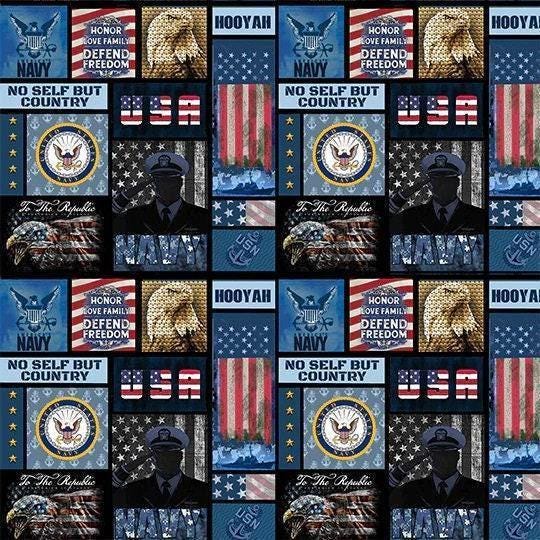 New! US Navy fabric - U.S. Military - by Sykel - 100% Cotton Fabric - Ships Next Day