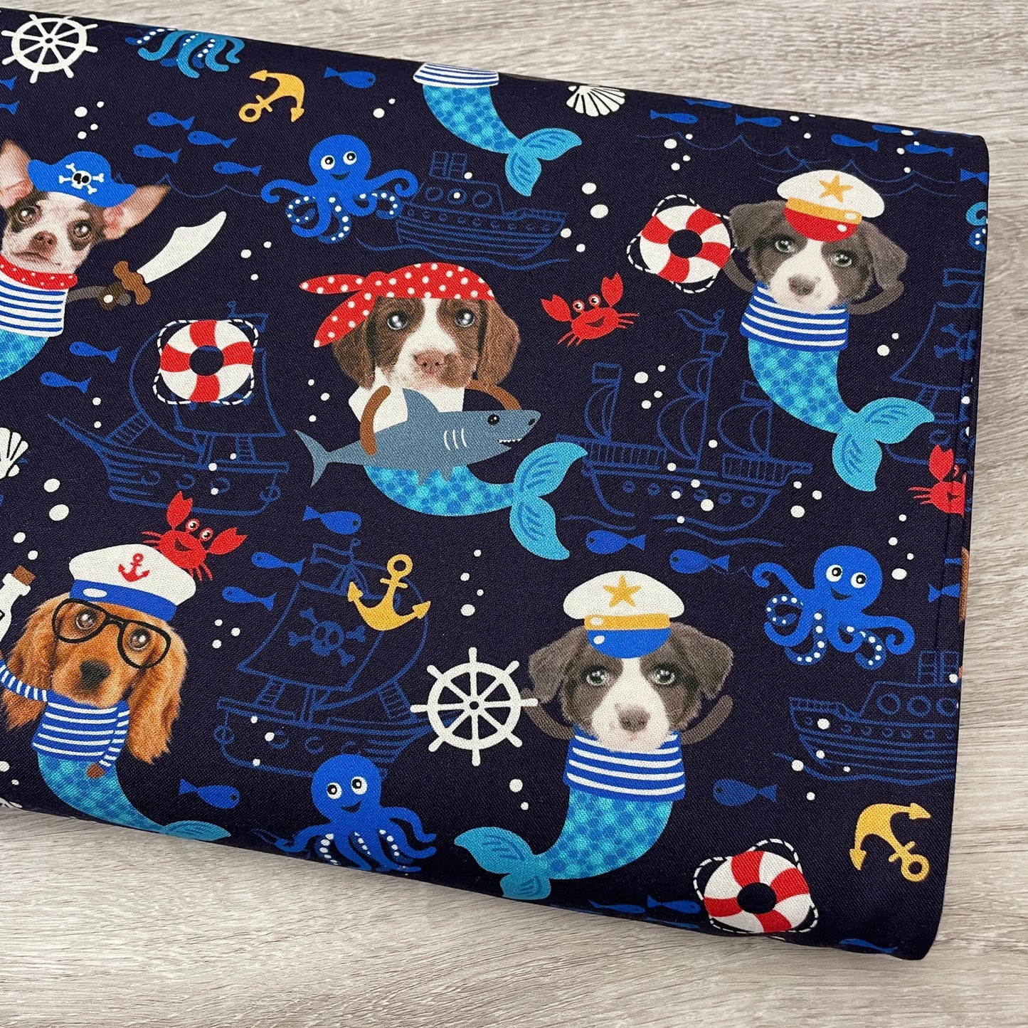 Dog Pirate Fabric - Nautical Fabric