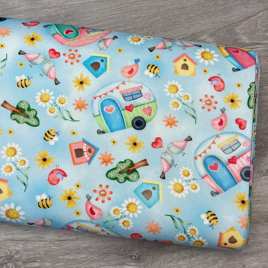 Camper fabric by the yard - Sunshine Campers Blue - Benartex - 100% cotton - Sunshine Days