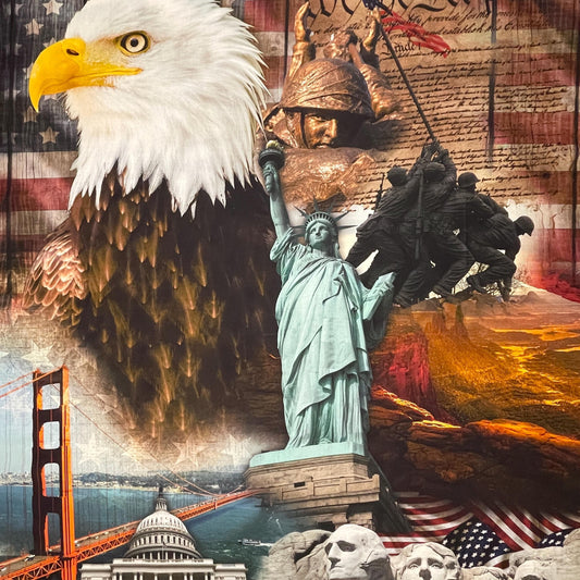 National Pride Panel 35.5" x 44" - 100% Cotton Fabric - David Textiles Exclusive Print - Digitally Printed - DX-2554-0C-1 Multi