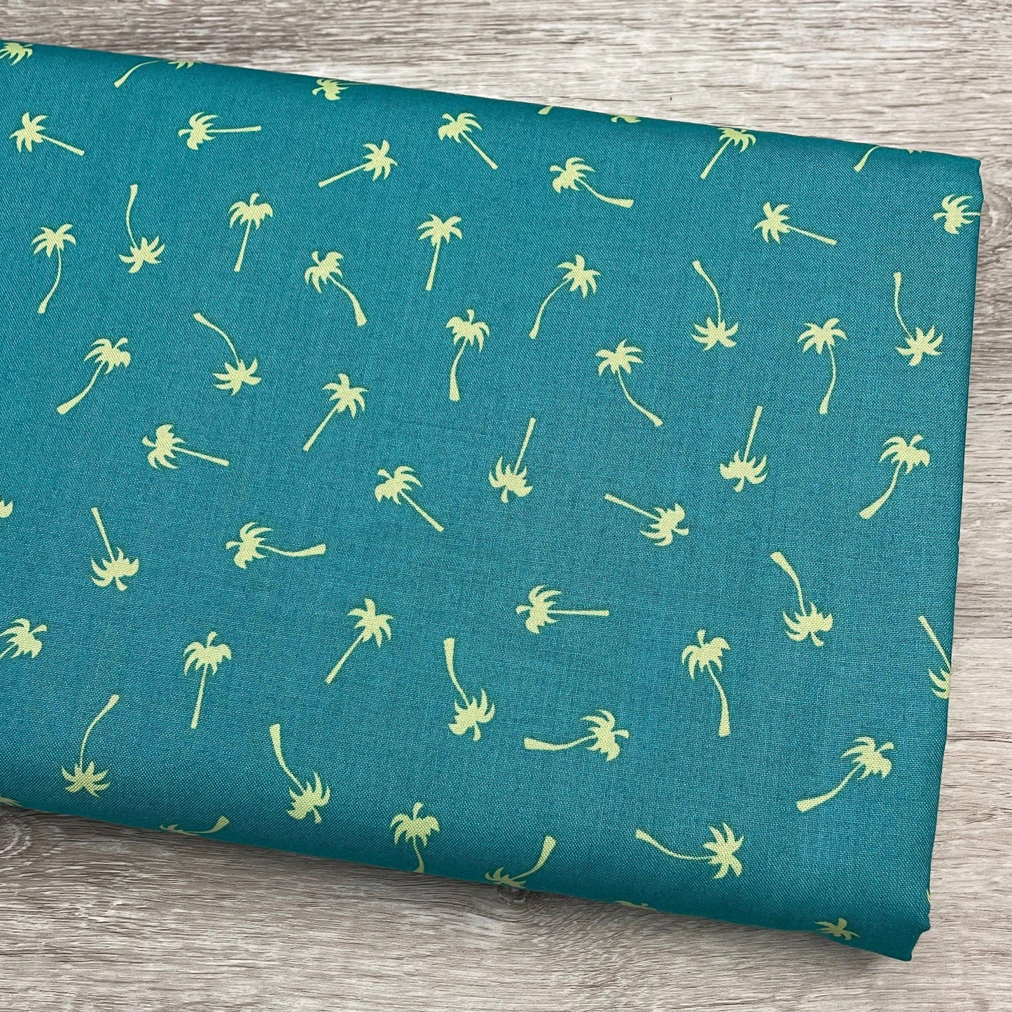 Palm Tree Fabric on Teal - Riley Blake