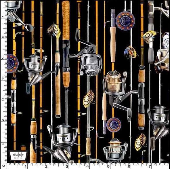 Fishing Rod Fabric - Michael Miller - Girls Gone Fishing - Keeping it Reel