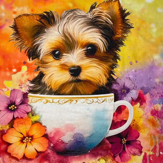 Yorkie Fabric Panel 35.5" x 44" - 100% Cotton