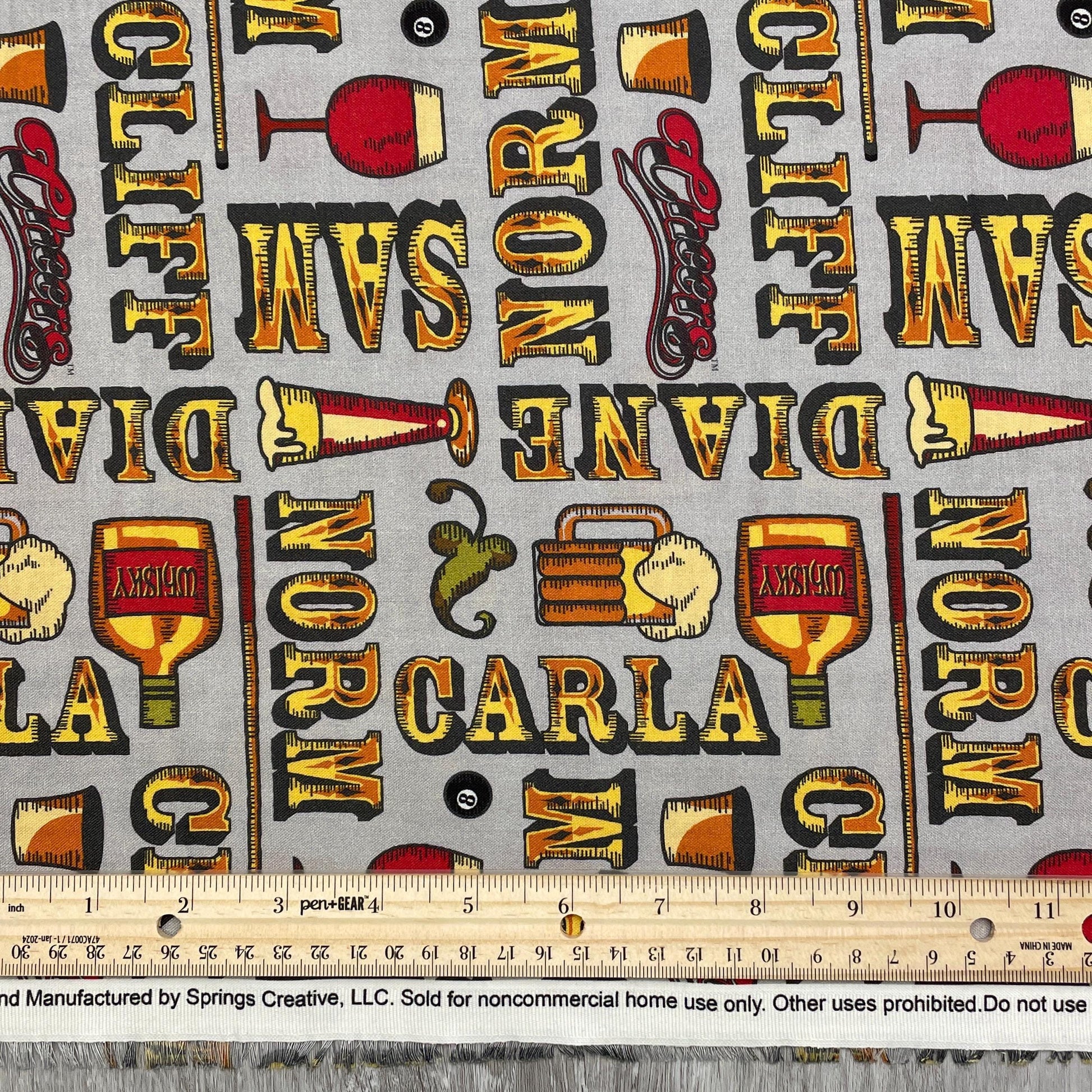 Cheers TV show fabric - Cheers Name Toss Pop Culture - 100% cotton fabric
