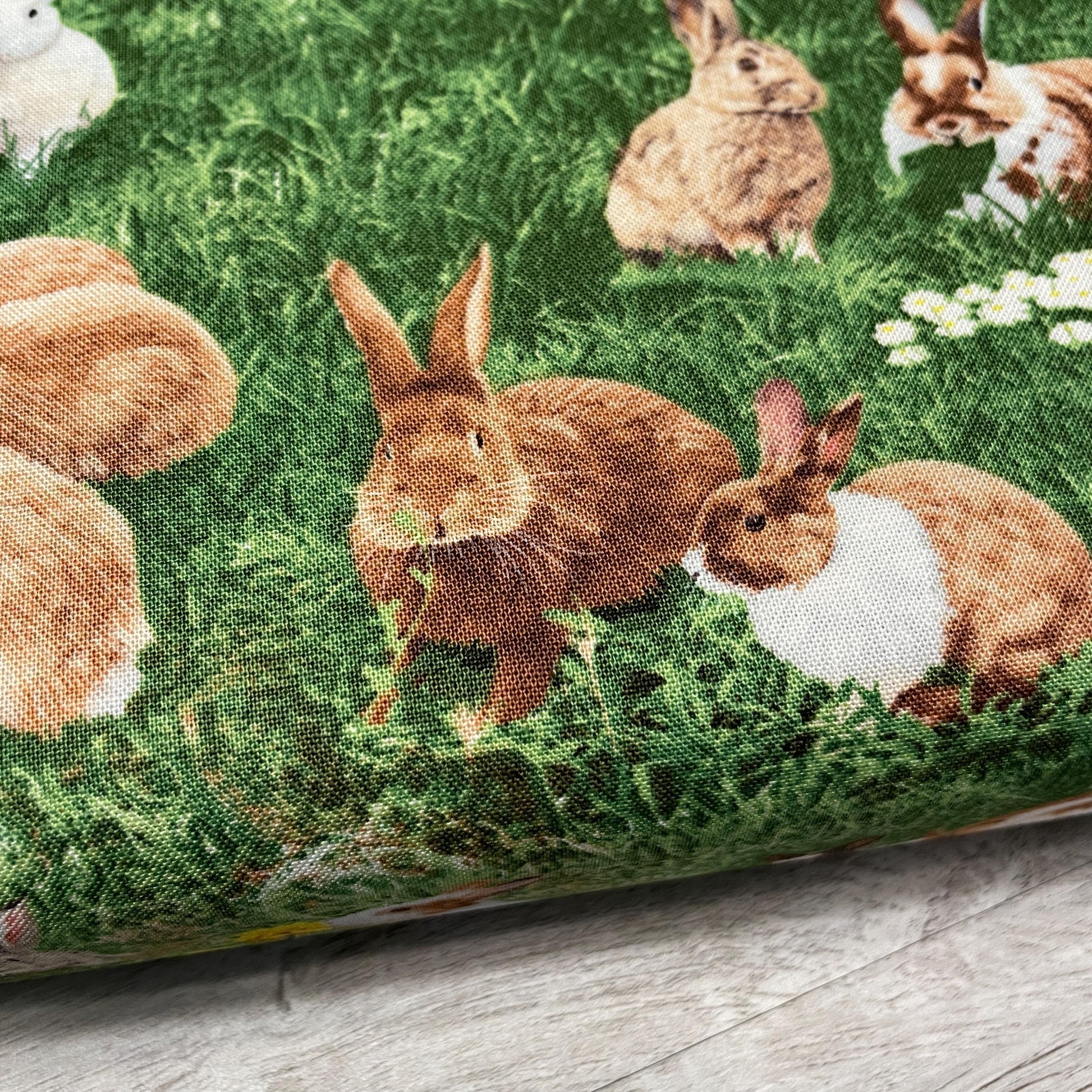 Realistic Bunny Rabbit fabric - Farm Animals - 650Green