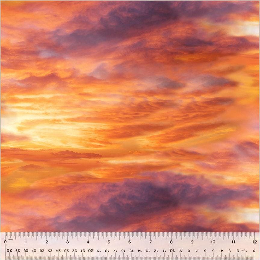 Sunset Clouds Fabric - 5 O'Clock Somewhere - Whistler Studios for Windham - 100% Cotton