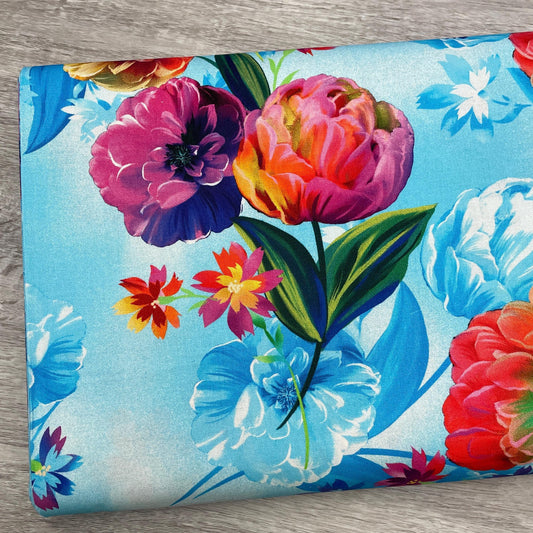 Luminous Garden Light Blue - Benartex Kanvas Studio - Luminous Blooms - 100% Cotton Fabric