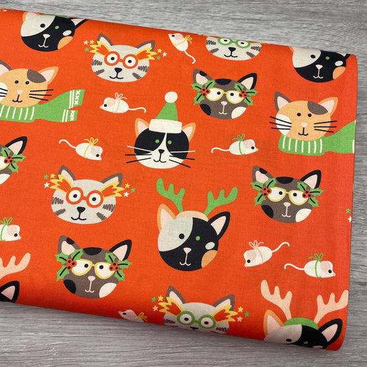 Christmas Cat Fabric - Cat Masquerade
