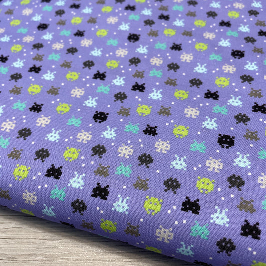 Gaming Fabric - 80s Arcade Collection - 8 bit Periwinkle