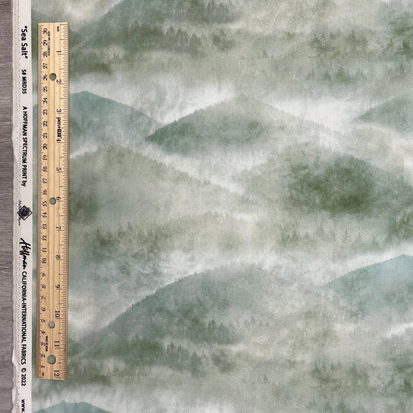 Mountain Range fabric - Sea Salt Collection - Hoffman - 100% Cotton - Misty Mountain Range Moss MRD35-98