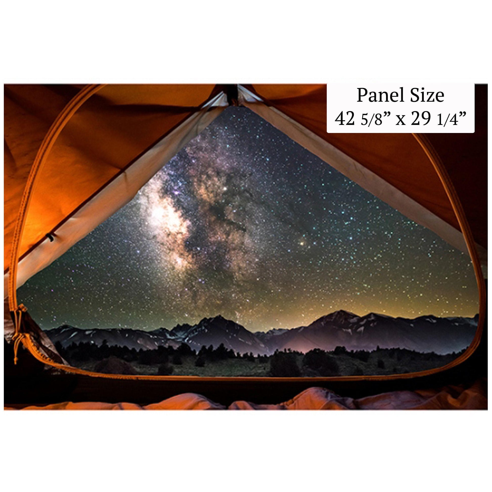 Camping Fabric Panel 42 5/8" x 29 1/4" - 100% Cotton - Hoffman - Sleeping Under the Stars - Star Landscape