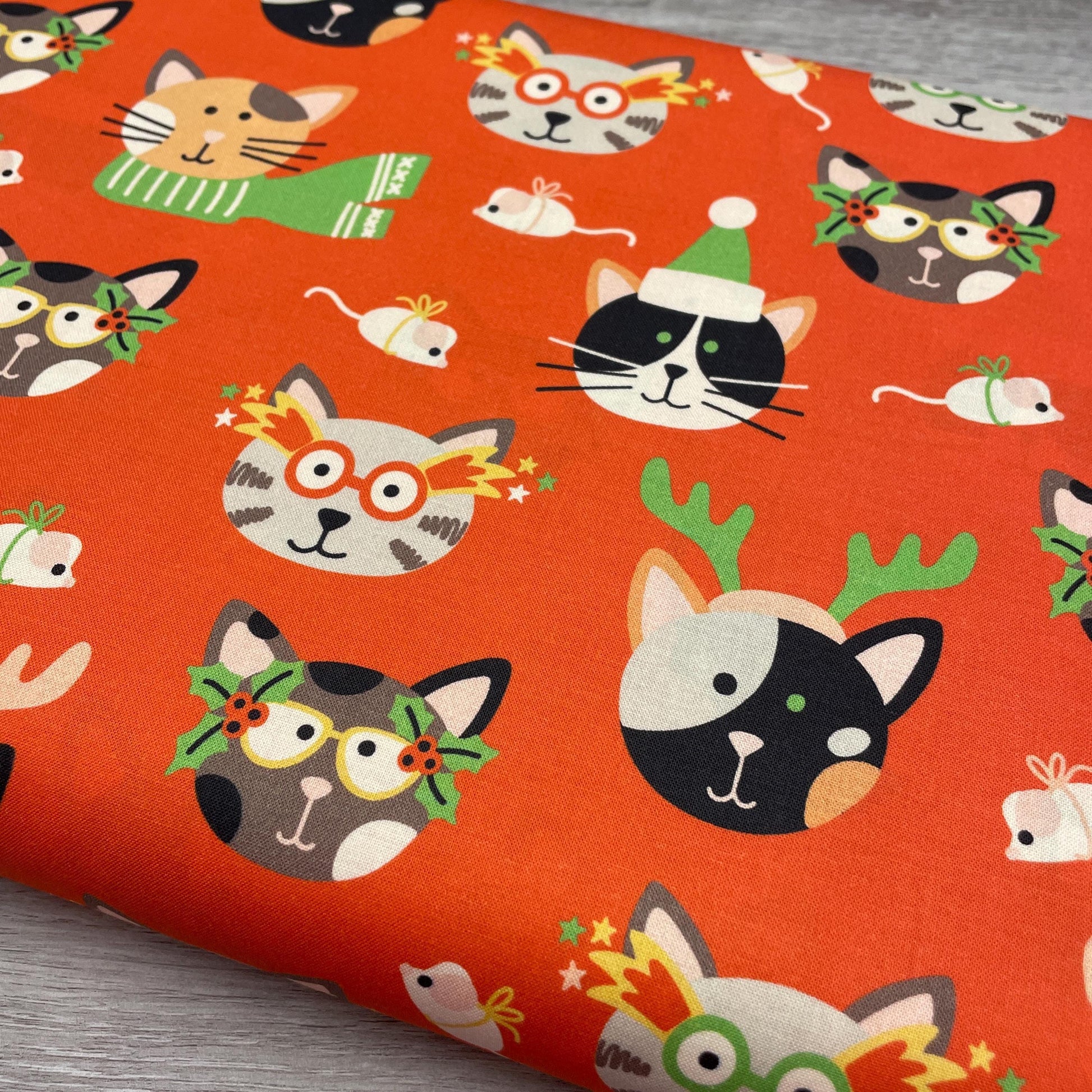 Christmas Cat Fabric - Cat Masquerade