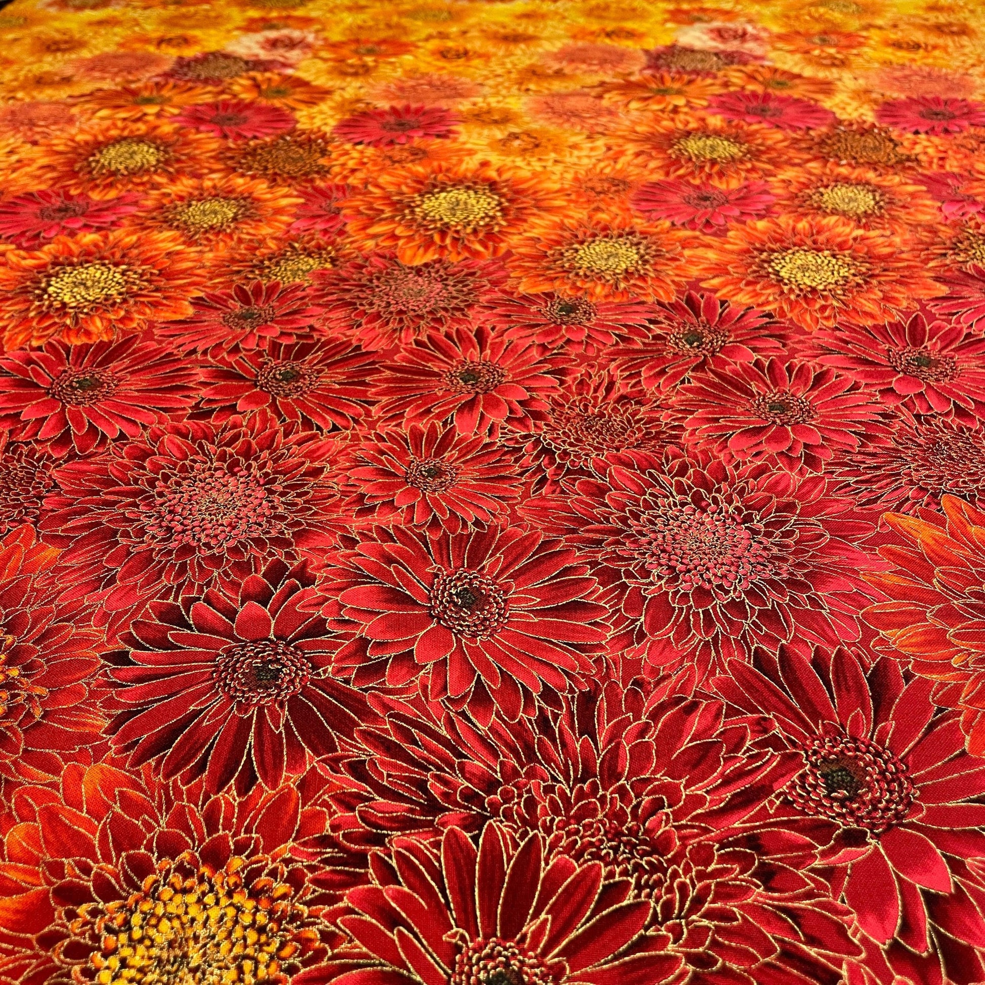 Ombre Metallic Mums Fabric - 100% Cotton - Fall is in the Air - Timeless Treasures