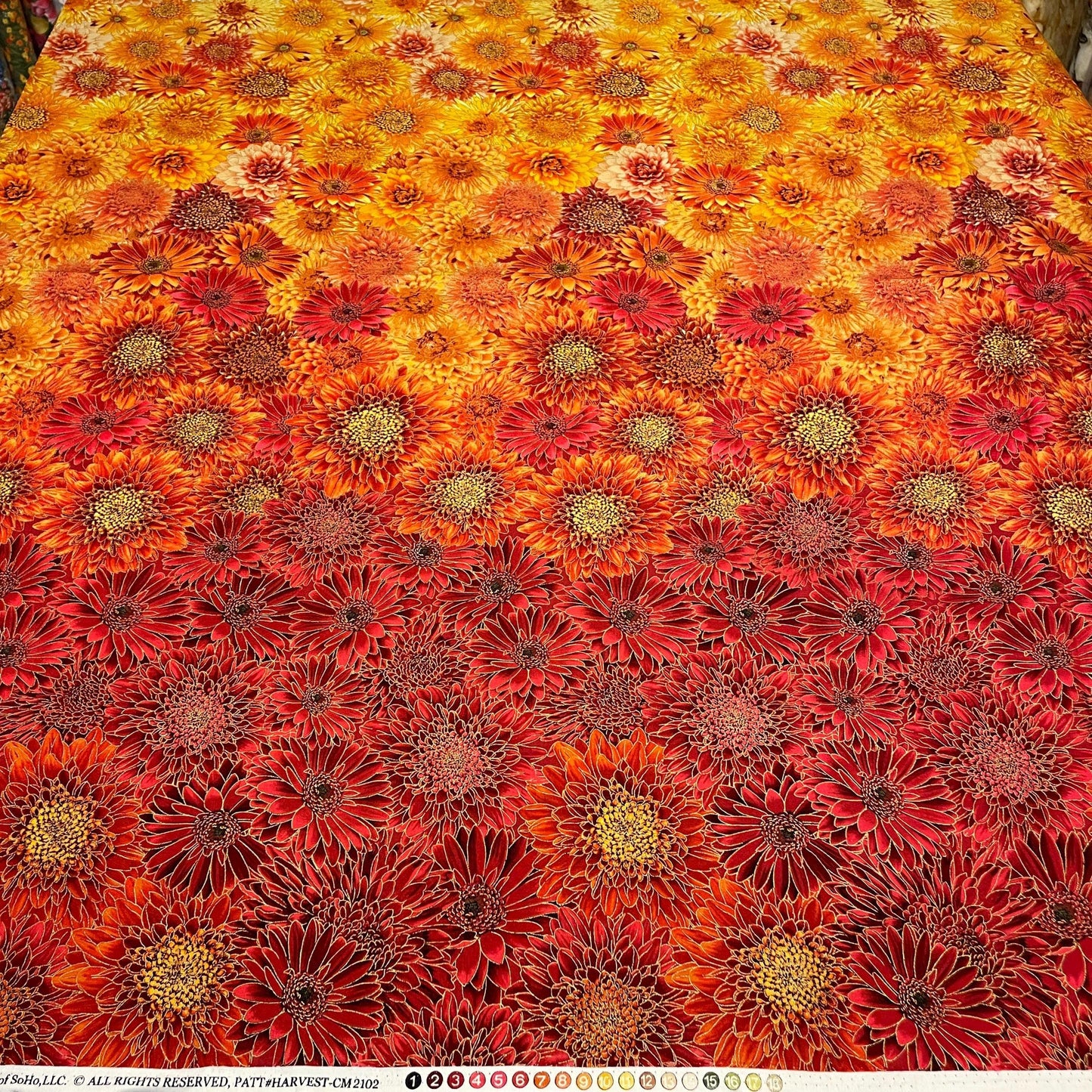 Ombre Metallic Mums Fabric - 100% Cotton - Fall is in the Air - Timeless Treasures
