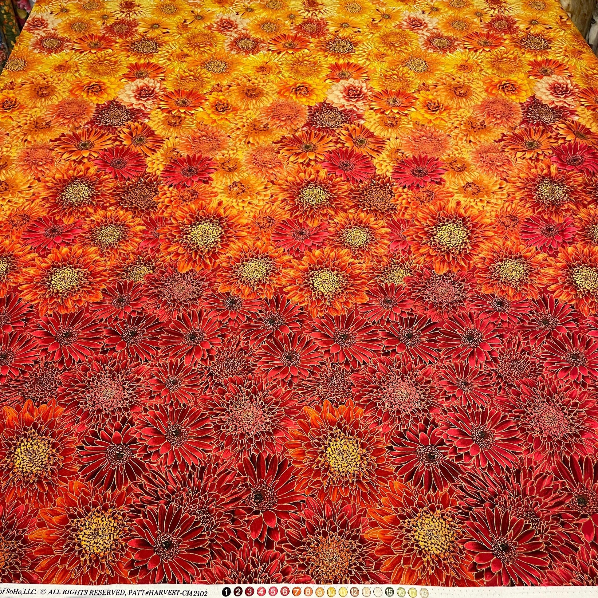 Ombre Metallic Mums Fabric - 100% Cotton - Fall is in the Air - Timeless Treasures