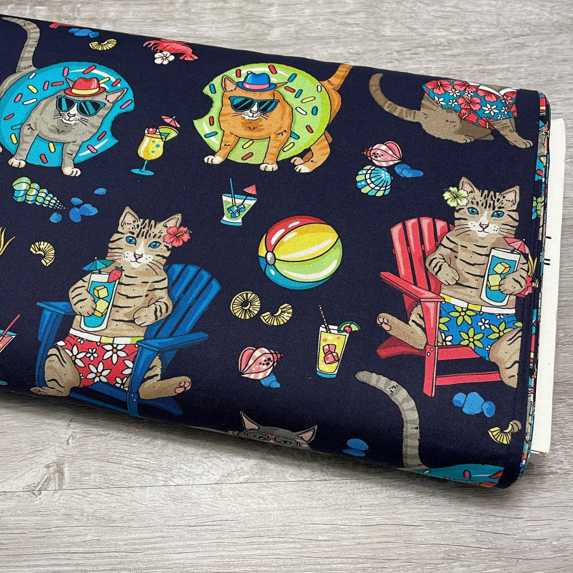 Cat Fabric - Beach Cats Allover
