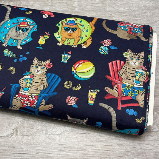 Cat Fabric - Beach Cats Allover