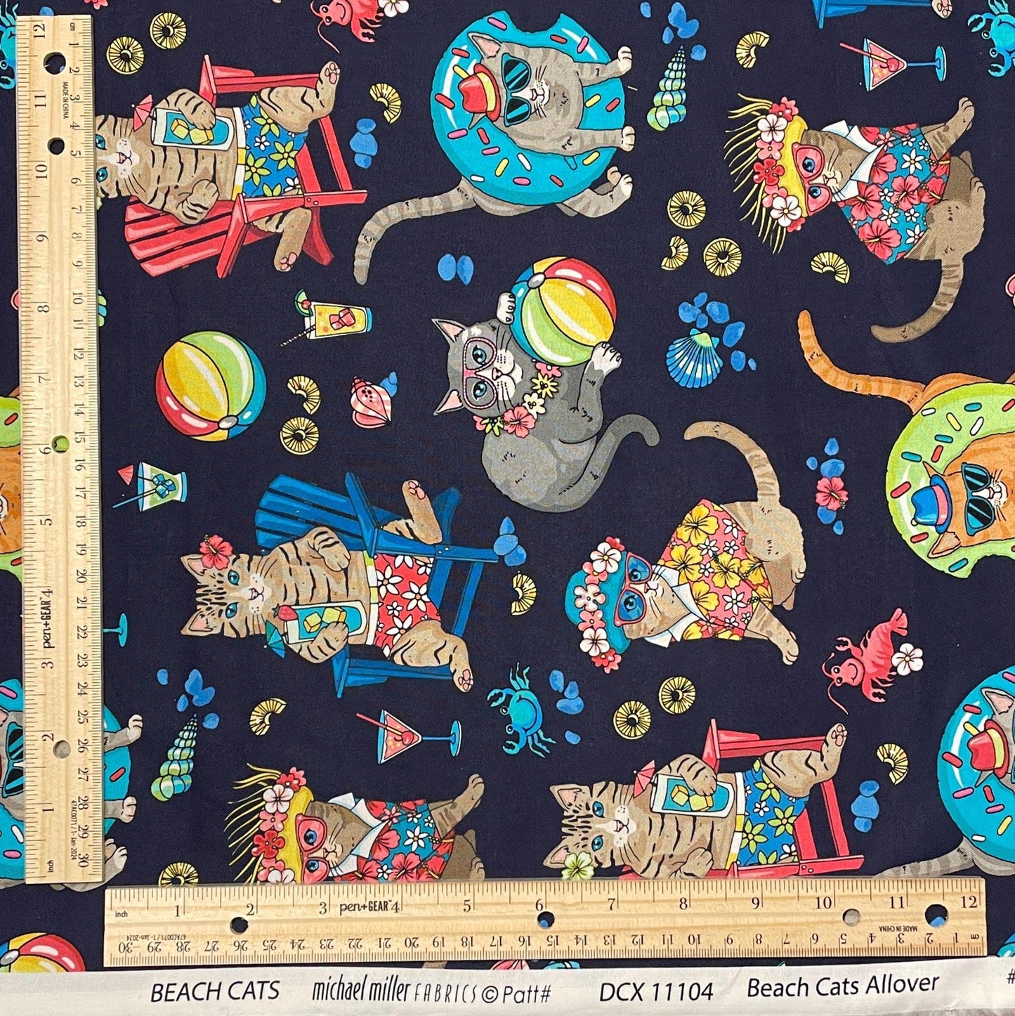 Cat Fabric - Beach Cats Allover