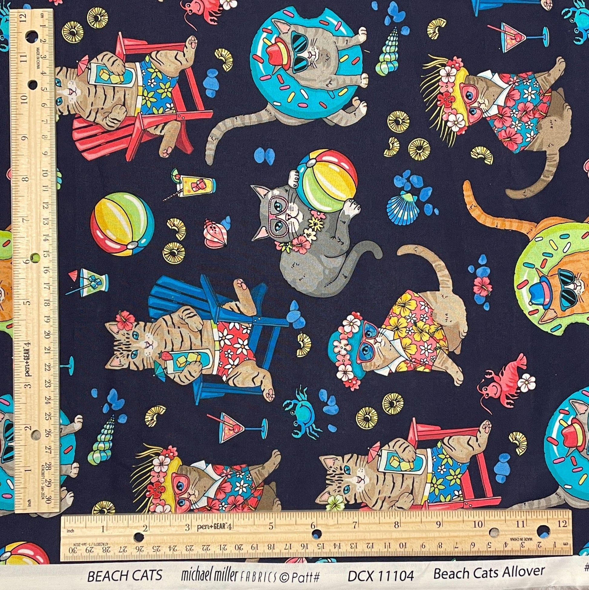 Cat Fabric - Beach Cats Allover