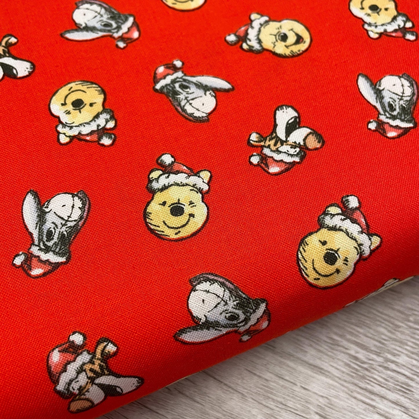 Winnie The Pooh Christmas fabric - Santa Hat Toss