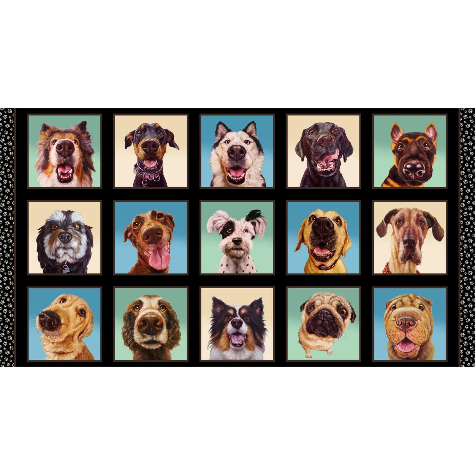 Follow Your Nose Dog Fabric Panel 44" x 24" - 100% Cotton - Elizabeth's Studio