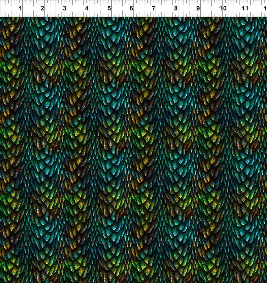 Dragon Scale Fabric - Emerald Reign - 100% Cotton - In The Beginning - 25DRG-1
