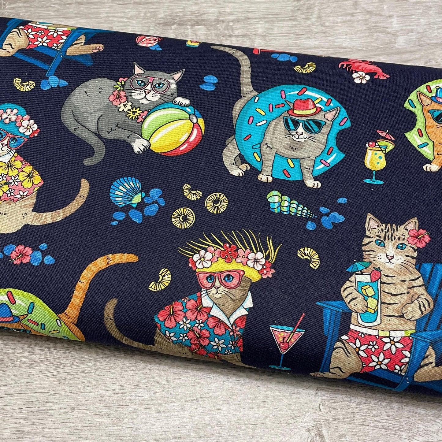 Cat Fabric - Beach Cats Allover