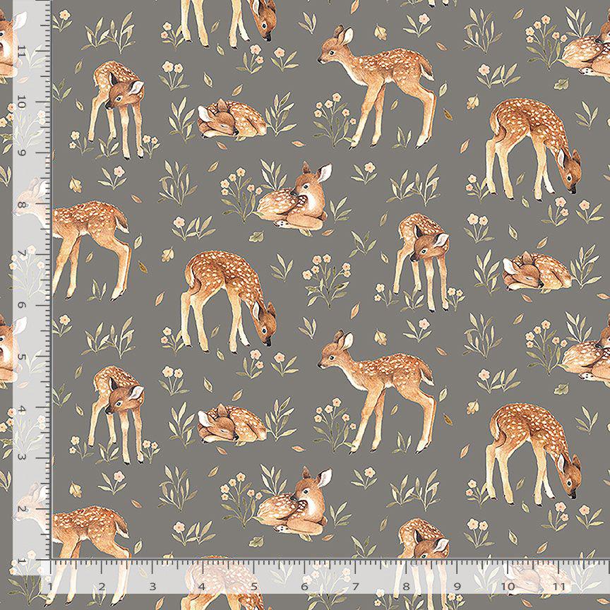 Dear Stella - Deer Fabric - 100% Cotton - Baby Deer - STELLA-DNS3315 PEWTER