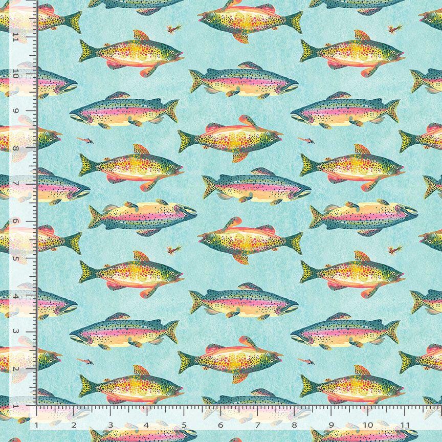 Trout fabric - 100% Cotton - Dear Stella - STELLA-DKS3334 AQUARIUS - Fish