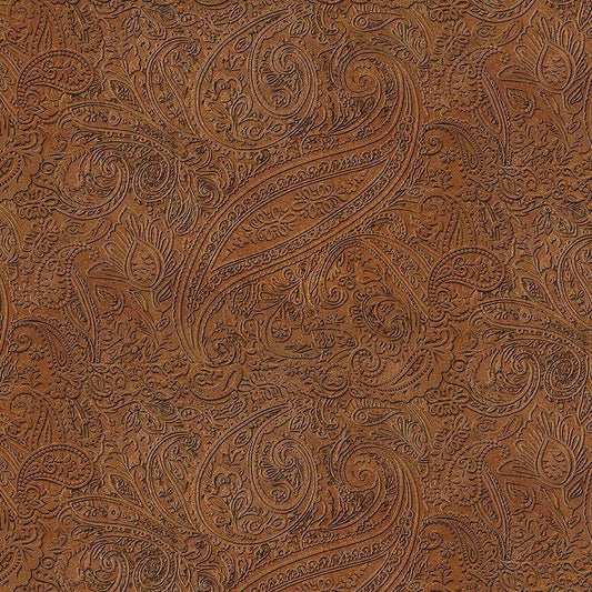 Tooled Leather COTTON Fabric - Paisley - Not real leather - Faux leather - Timeless Treasures