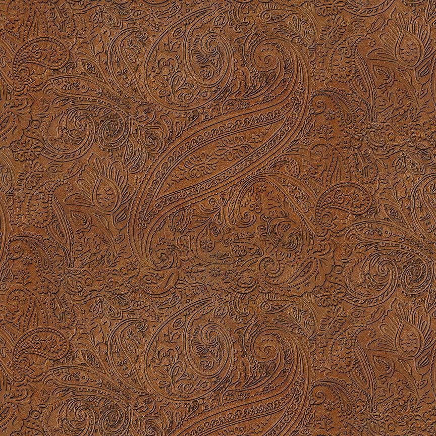 Tooled Leather COTTON Fabric - Paisley - Not real leather - Faux leather - Timeless Treasures