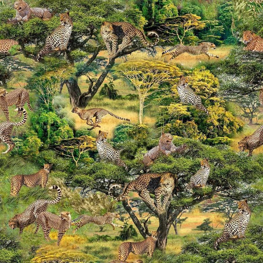 Leopard and Cheetah Fabric - Michael Miller - African wilderness - Serengeti Plains