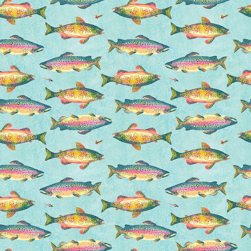 Trout fabric - 100% Cotton - Dear Stella - STELLA-DKS3334 AQUARIUS - Fish