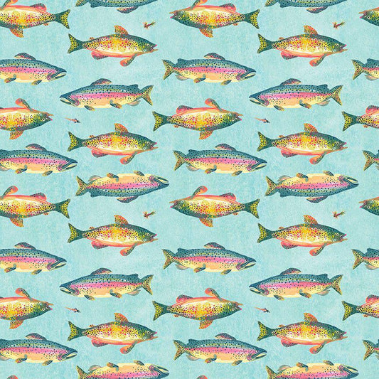 Trout fabric - 100% Cotton - Dear Stella - STELLA-DKS3334 AQUARIUS - Fish
