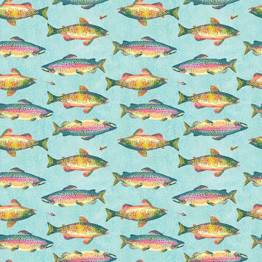 Trout fabric - 100% Cotton - Dear Stella - STELLA-DKS3334 AQUARIUS - Fish