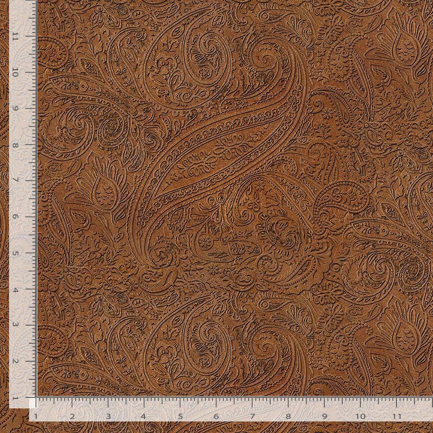 Tooled Leather COTTON Fabric - Paisley - Not real leather - Faux leather - Timeless Treasures