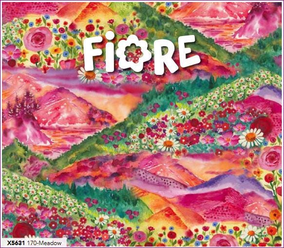 Floral Mountain Fabric - Hoffman - 100% Cotton - Fiore X5631-170-Meadow