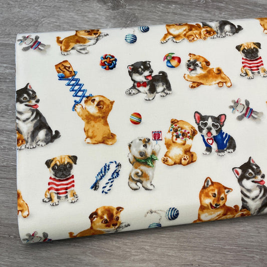 Dog fabric - Dog's Playing with Toys