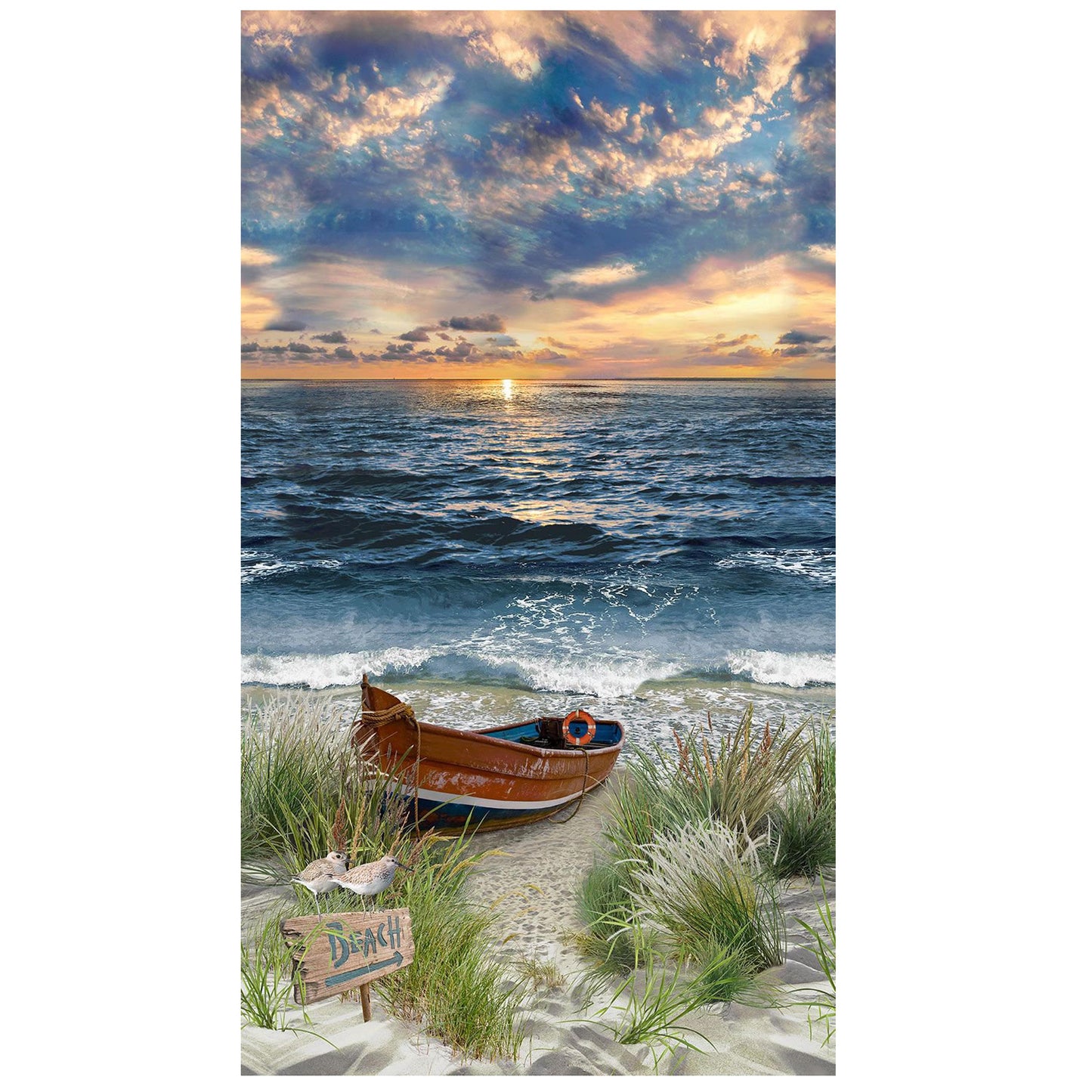 Coastal Beach Fabric Panel 24" x 44" - Timeless Treasures - 100% Cotton - PANEL-CD3870 MULTI