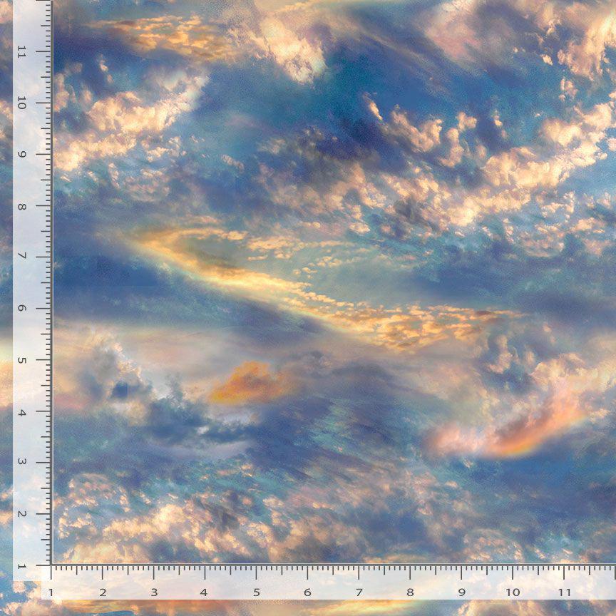 Beach Sky Fabric - Timeless Treasures - 100% Cotton - SKY-CD3872 SUNSET - Clouds