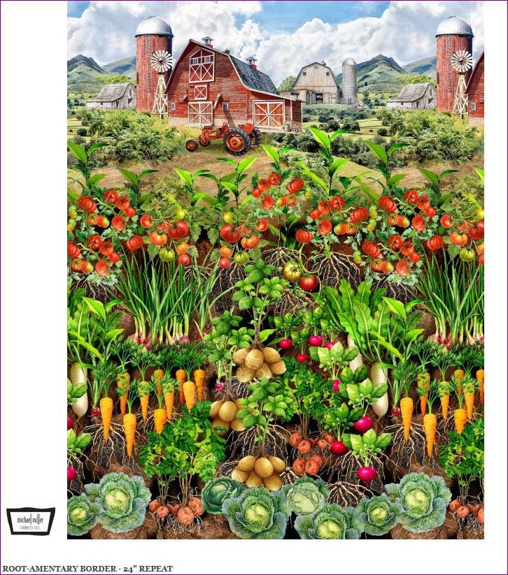 Vegetable Garden Fabric Panel - 24" x 44" - 100% cotton - Michael Miller
